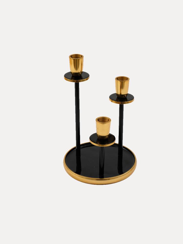 Candelabro 3 Velas Bl&Gld