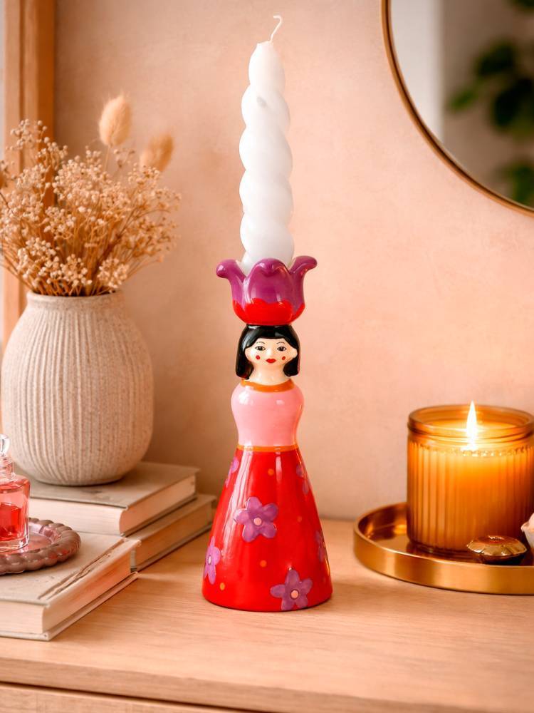 Candelabro Niña Rojo vista 2