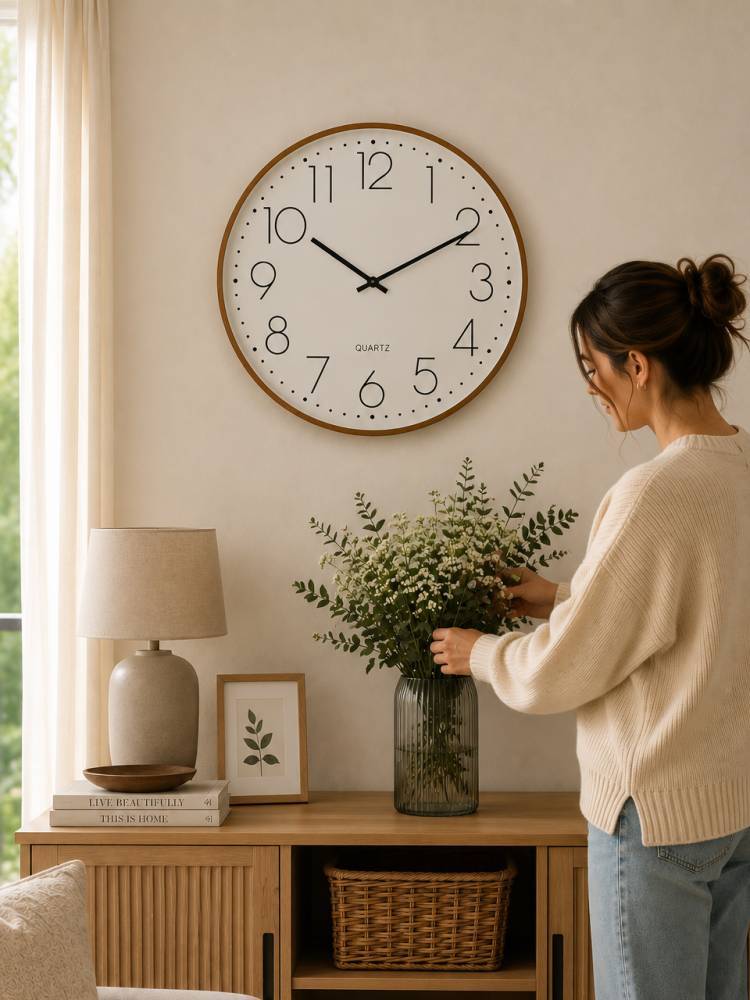 Reloj Pared Blanco/Madera vista 2
