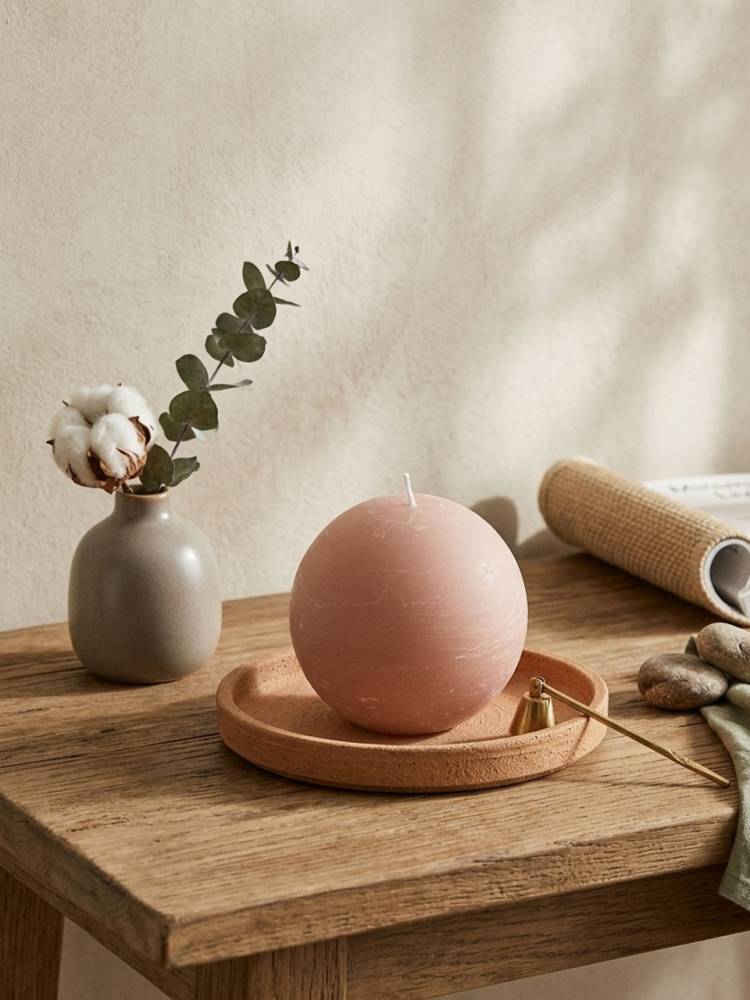 Vela Bola Rustic Rosa vista 2